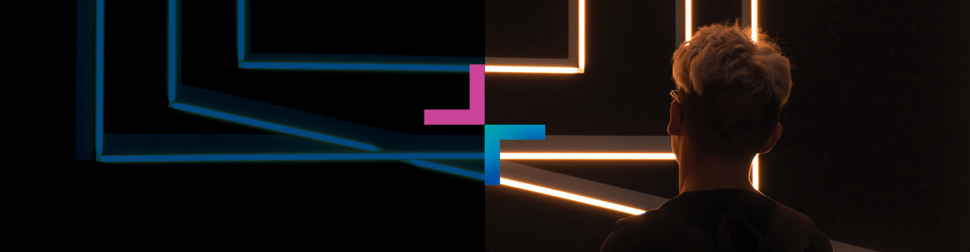 Image of man with abstract LED lights