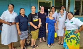 Ellaine and vaccinators in Samoa